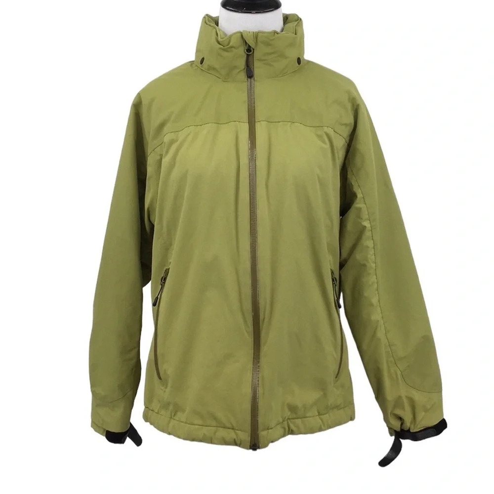 Lands End Green Winter Jacket Womens Medium‎ 10-12 Zip Up